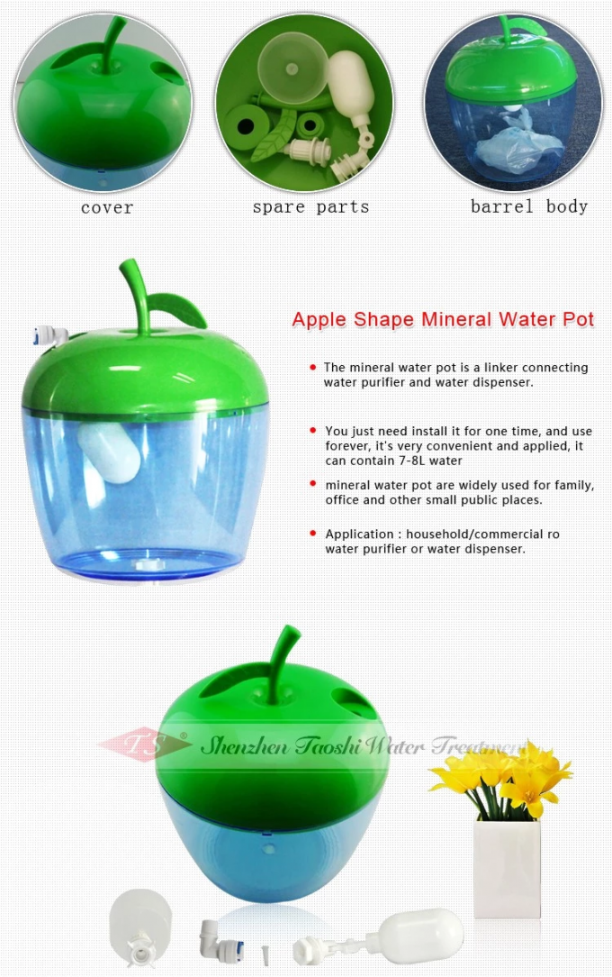 Бак минеральной воды ясности формы Яблока пластиковый для распределителя питьевой воды